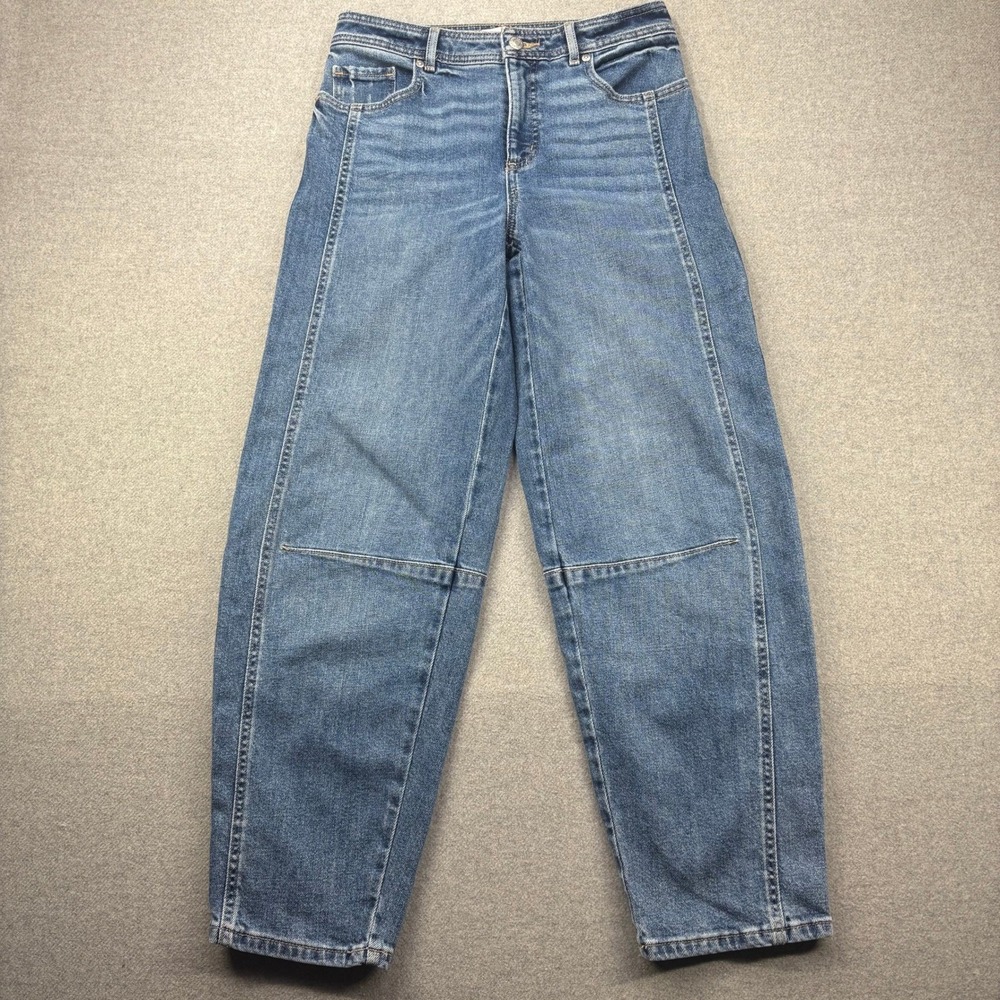 LOFT High-Rise Panel Detail Jeans in Medium Blue Wash